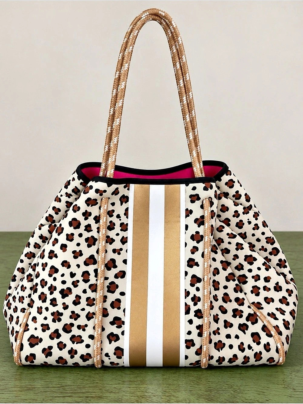 Taylor Gray The Christi Neoprene Tote Leopard White & Pink